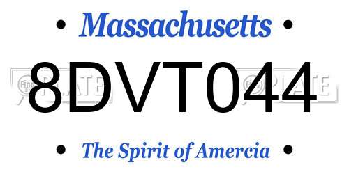 8DVT044 Massachusetts License Plate