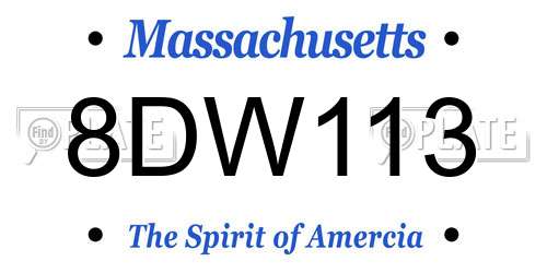 8DW113 Massachusetts License Plate