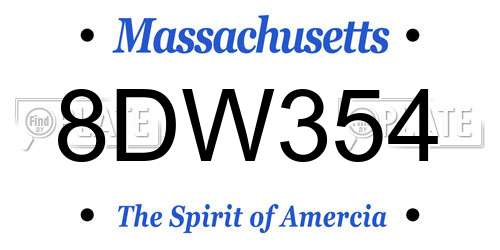 8DW354 Massachusetts License Plate