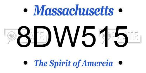 8DW515 Massachusetts License Plate