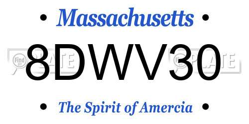 8DWV30 Massachusetts License Plate