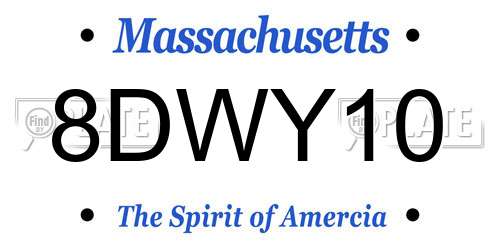 8DWY10 Massachusetts License Plate