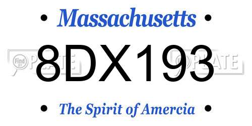 8DX193 Massachusetts License Plate