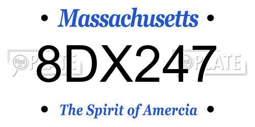 8DX247 Massachusetts License Plate