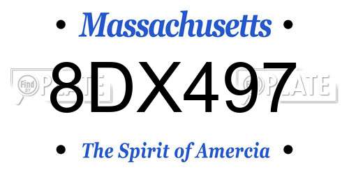8DX497 Massachusetts License Plate