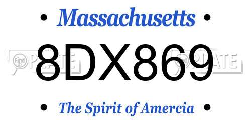 8DX869 Massachusetts License Plate