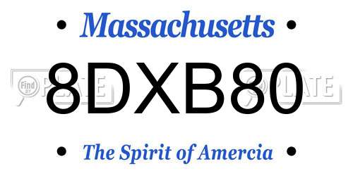 8DXB80 Massachusetts License Plate