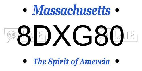 8DXG80 Massachusetts License Plate