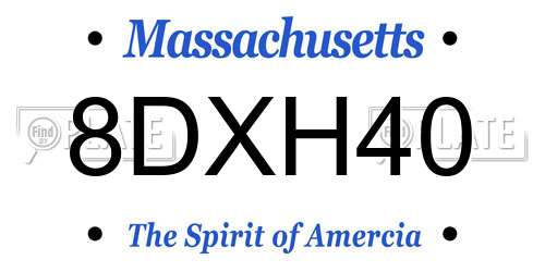 8DXH40 Massachusetts License Plate