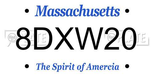 8DXW20 Massachusetts License Plate