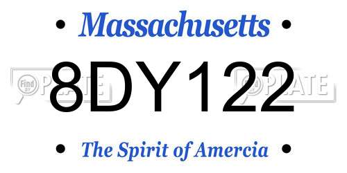 8DY122 Massachusetts License Plate