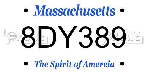 8DY389 Massachusetts License Plate