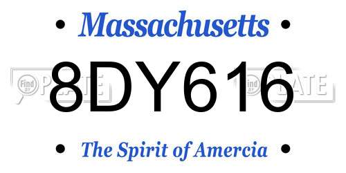 8DY616 Massachusetts License Plate