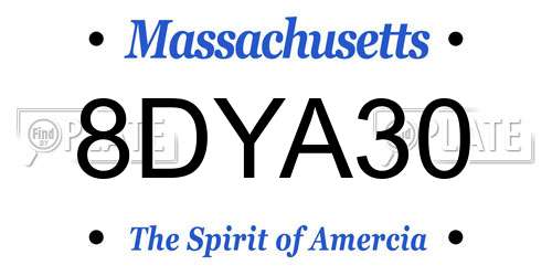 8DYA30 Massachusetts License Plate
