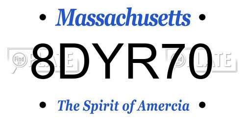 8DYR70 Massachusetts License Plate