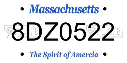 8DZ0522 Massachusetts License Plate