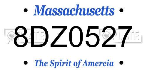 8DZ0527 Massachusetts License Plate