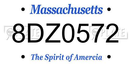 8DZ0572 Massachusetts License Plate