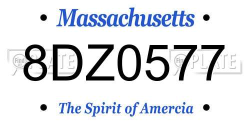 8DZ0577 Massachusetts License Plate