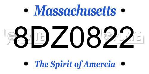 8DZ0822 Massachusetts License Plate
