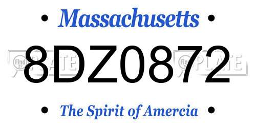 8DZ0872 Massachusetts License Plate