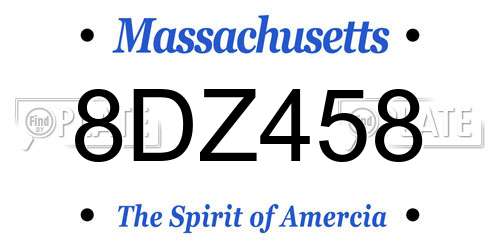 8DZ458 Massachusetts License Plate