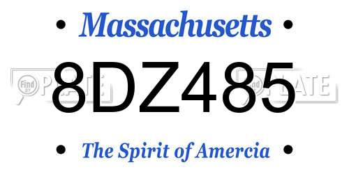 8DZ485 Massachusetts License Plate