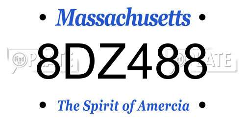 8DZ488 Massachusetts License Plate
