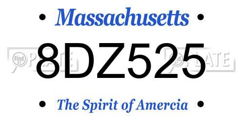 8DZ525 Massachusetts License Plate