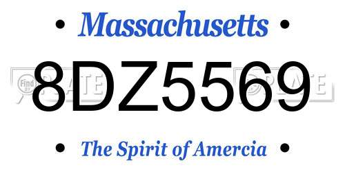 8DZ5569 Massachusetts License Plate