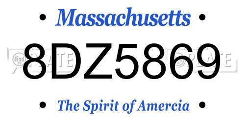 8DZ5869 Massachusetts License Plate