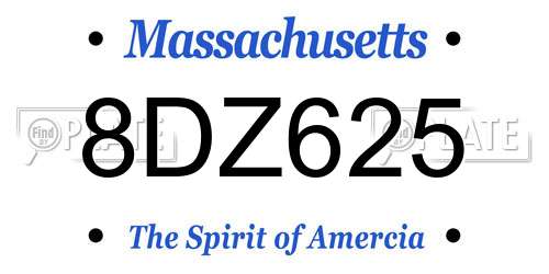8DZ625 Massachusetts License Plate