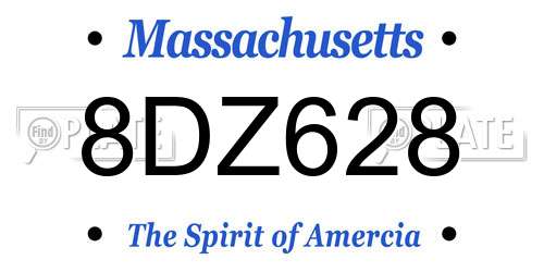 8DZ628 Massachusetts License Plate