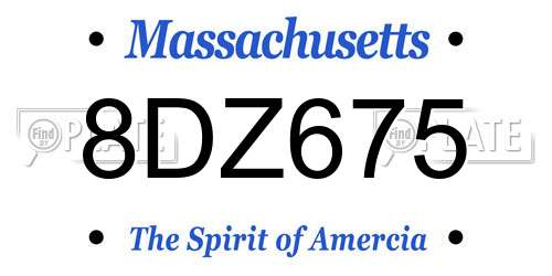 8DZ675 Massachusetts License Plate