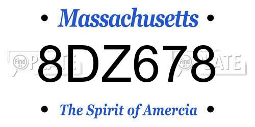 8DZ678 Massachusetts License Plate