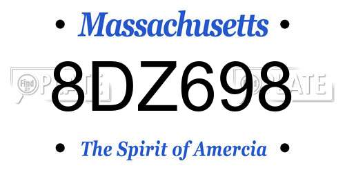8DZ698 Massachusetts License Plate