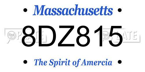 8DZ815 Massachusetts License Plate