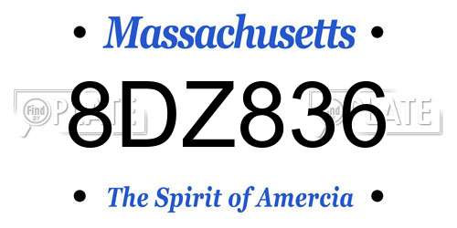 8DZ836 Massachusetts License Plate