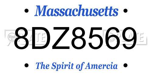 8DZ8569 Massachusetts License Plate