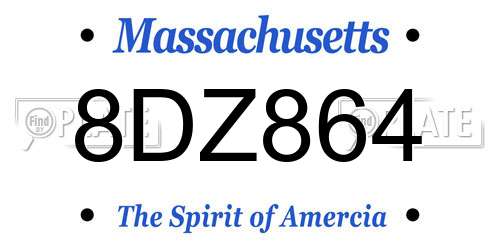 8DZ864 Massachusetts License Plate