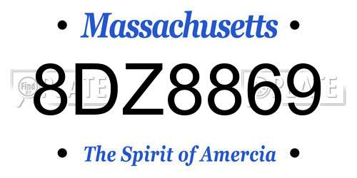 8DZ8869 Massachusetts License Plate