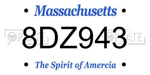 8DZ943 Massachusetts License Plate