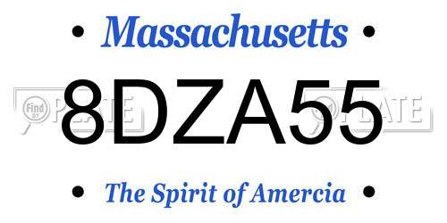 8DZA55 Massachusetts License Plate