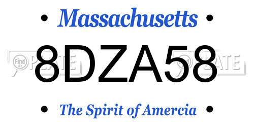 8DZA58 Massachusetts License Plate