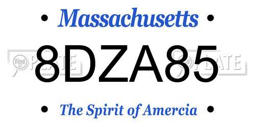 8DZA85 Massachusetts License Plate