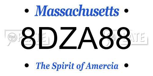 8DZA88 Massachusetts License Plate