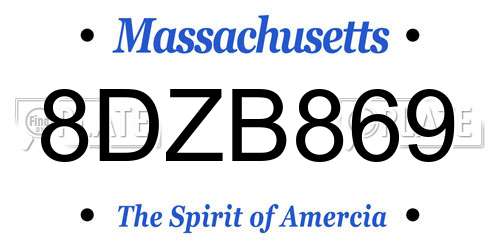 8DZB869 Massachusetts License Plate