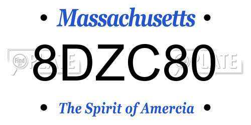 8DZC80 Massachusetts License Plate