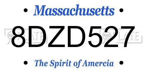 8DZD527 Massachusetts License Plate