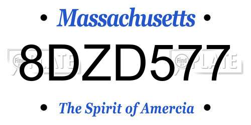 8DZD577 Massachusetts License Plate